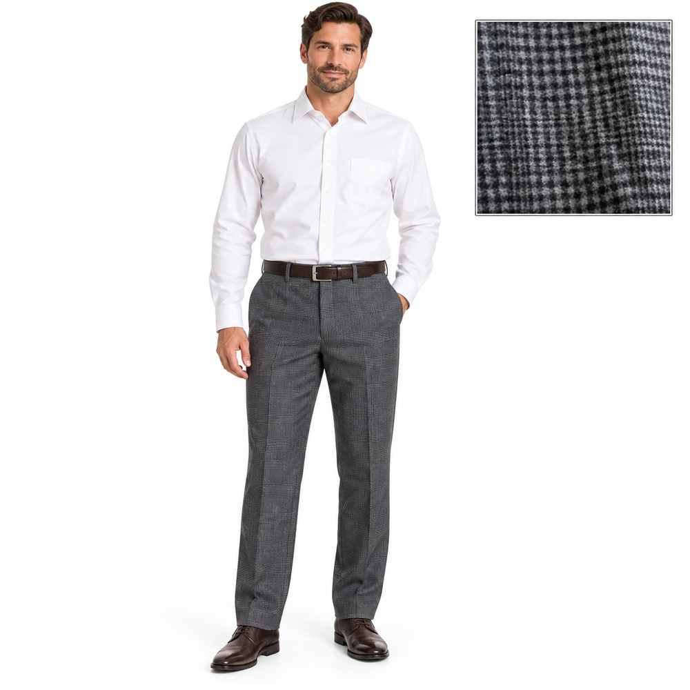 Lauren Ralph Lauren Pants Men 40x32 Grey Glen Plaid Wool Blend Dress Trousers